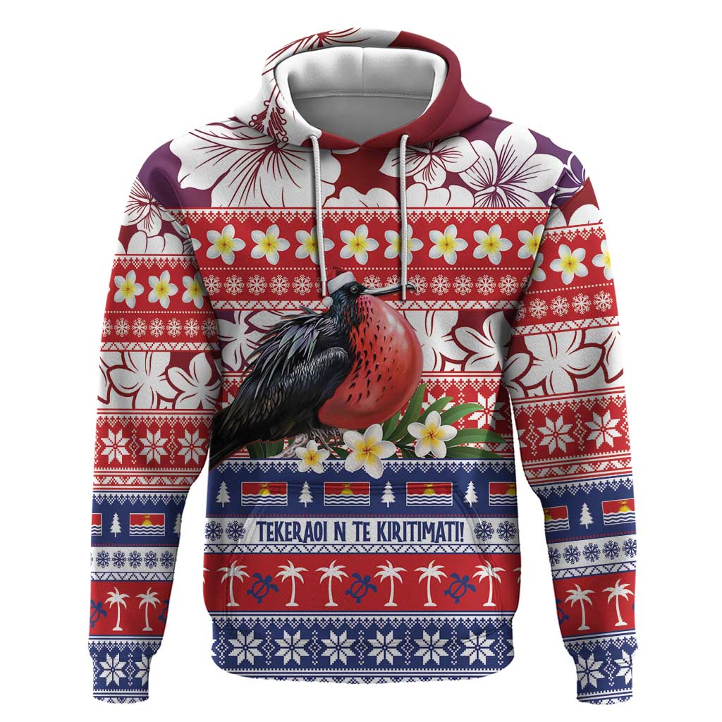 Kiribati Christmas Zip Hoodie Frigatebird Santa Tekeraoi n te Kiritimati LT14 Pullover Hoodie Red - Polynesian Pride