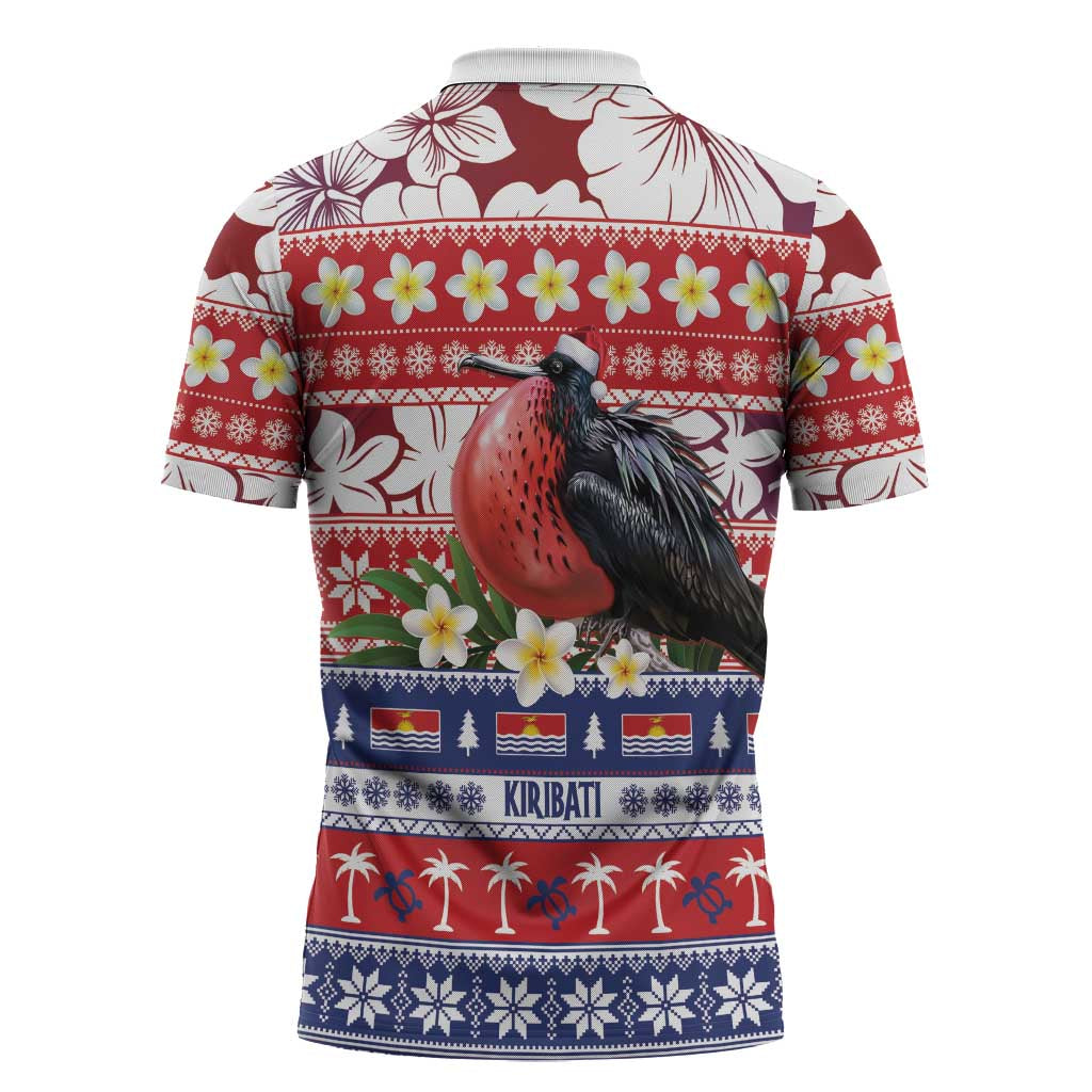 Kiribati Christmas Zipper Polo Shirt Frigatebird Santa Tekeraoi n te Kiritimati LT14 - Polynesian Pride