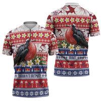 Kiribati Christmas Zipper Polo Shirt Frigatebird Santa Tekeraoi n te Kiritimati LT14 - Polynesian Pride