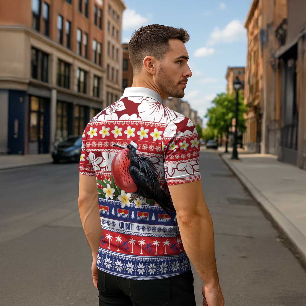 Kiribati Christmas Zipper Polo Shirt Frigatebird Santa Tekeraoi n te Kiritimati LT14 - Polynesian Pride