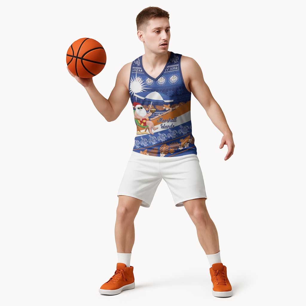 Marshall Islands Christmas Basketball Jersey Beachy Santa Monono ilo raaneoan Nejin - Polynesian Pride