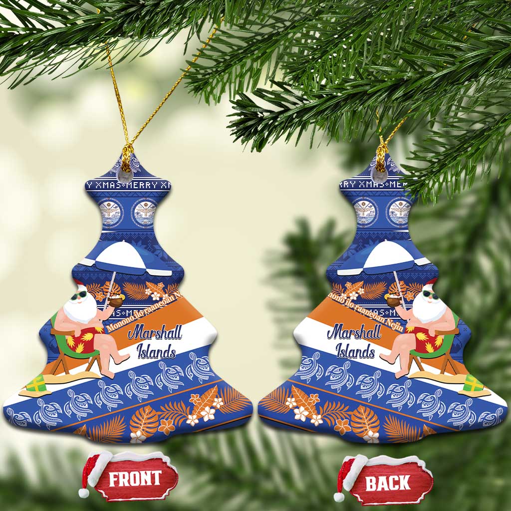 Marshall Islands Christmas Ceramic Ornament Beachy Santa Monono ilo raaneoan Nejin - Polynesian Pride
