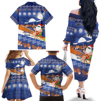 Marshall Islands Christmas Family Matching Off The Shoulder Long Sleeve Dress and Hawaiian Shirt Beachy Santa Monono ilo raaneoan Nejin LT14 - Polynesian Pride