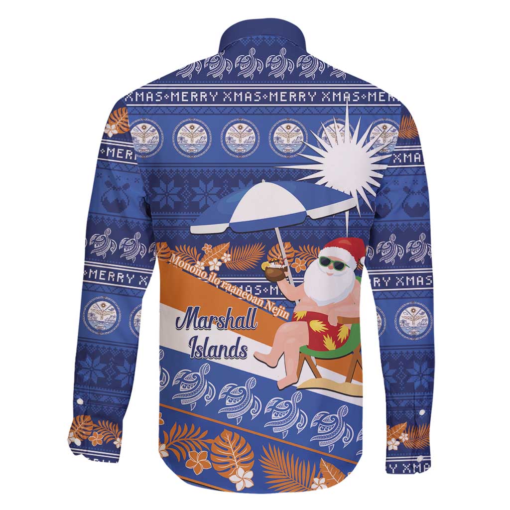 Marshall Islands Christmas Family Matching Off Shoulder Maxi Dress and Hawaiian Shirt Beachy Santa Monono ilo raaneoan Nejin LT14 - Polynesian Pride