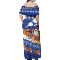Marshall Islands Christmas Family Matching Off Shoulder Maxi Dress and Hawaiian Shirt Beachy Santa Monono ilo raaneoan Nejin LT14 - Polynesian Pride