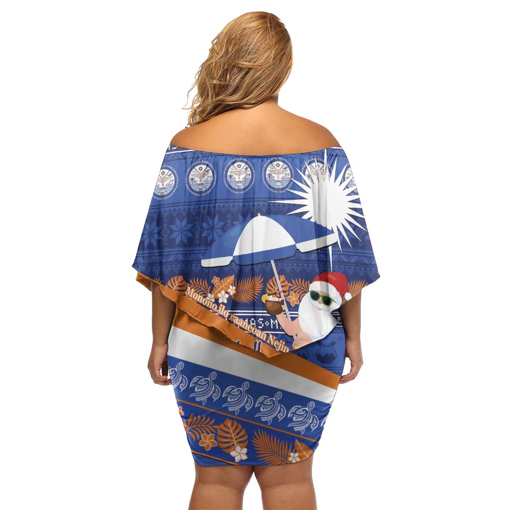 Marshall Islands Christmas Family Matching Off Shoulder Short Dress and Hawaiian Shirt Beachy Santa Monono ilo raaneoan Nejin LT14 - Polynesian Pride