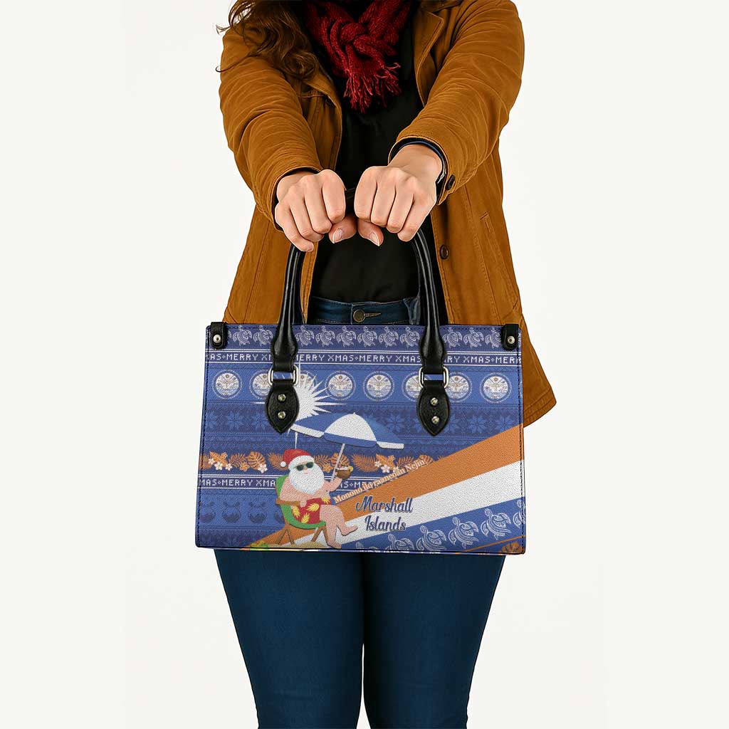 Marshall Islands Christmas Leather Bag Beachy Santa Monono ilo raaneoan Nejin - Polynesian Pride