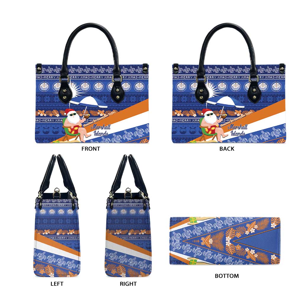 Marshall Islands Christmas Leather Bag Beachy Santa Monono ilo raaneoan Nejin - Polynesian Pride