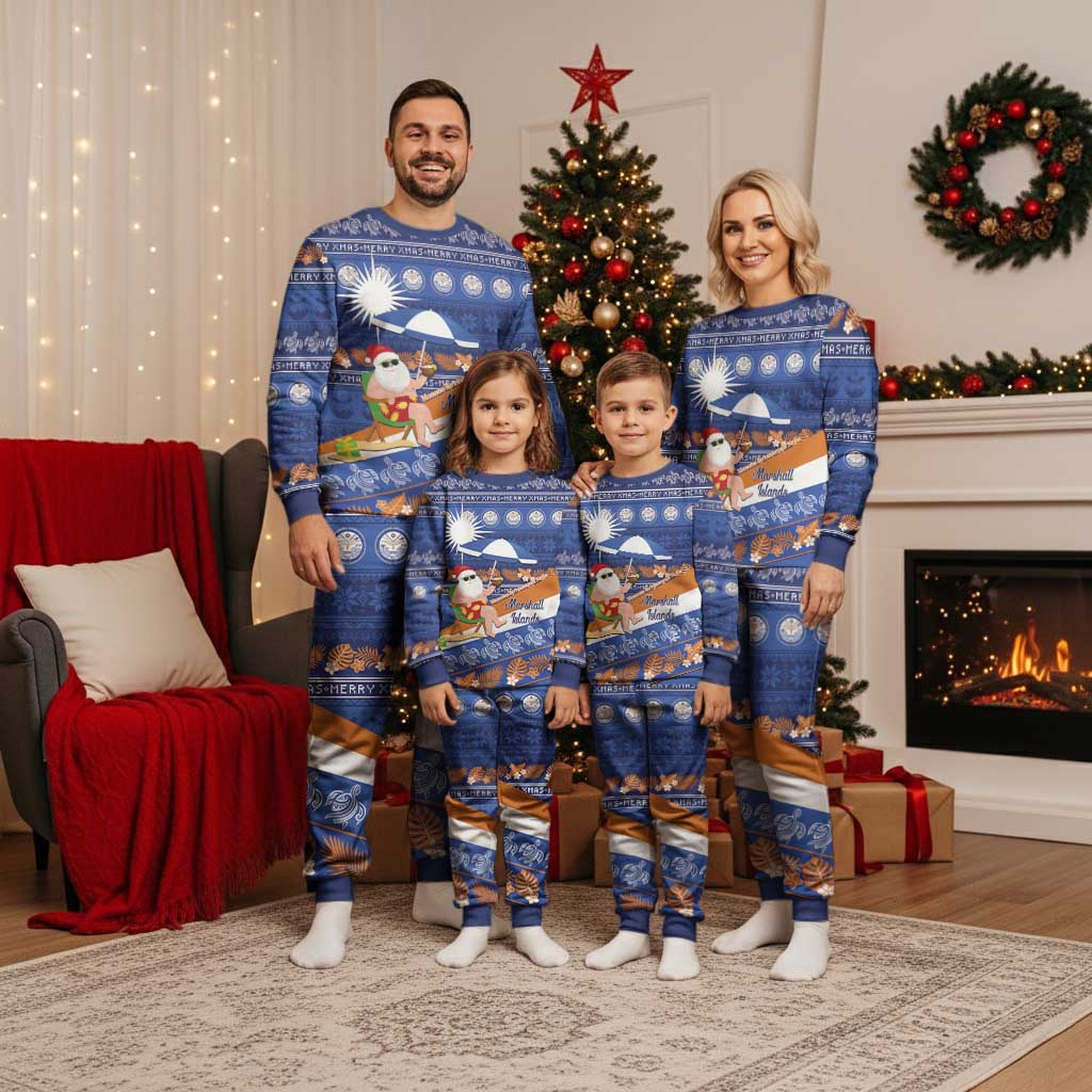 Marshall Islands Christmas Pajama Set Beachy Santa Monono ilo raaneoan Nejin - Polynesian Pride