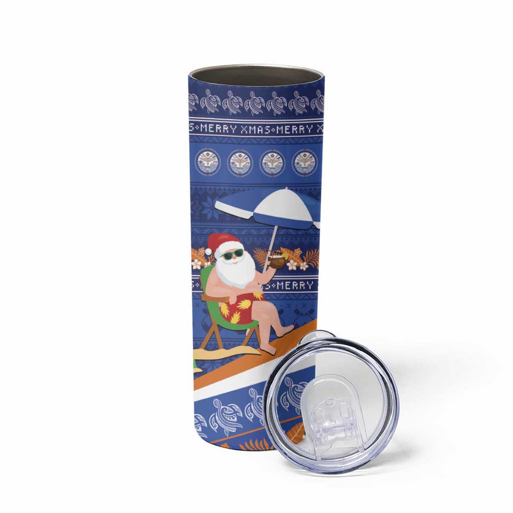 Marshall Islands Christmas Skinny Tumbler Beachy Santa Monono ilo raaneoan Nejin LT14 - Polynesian Pride