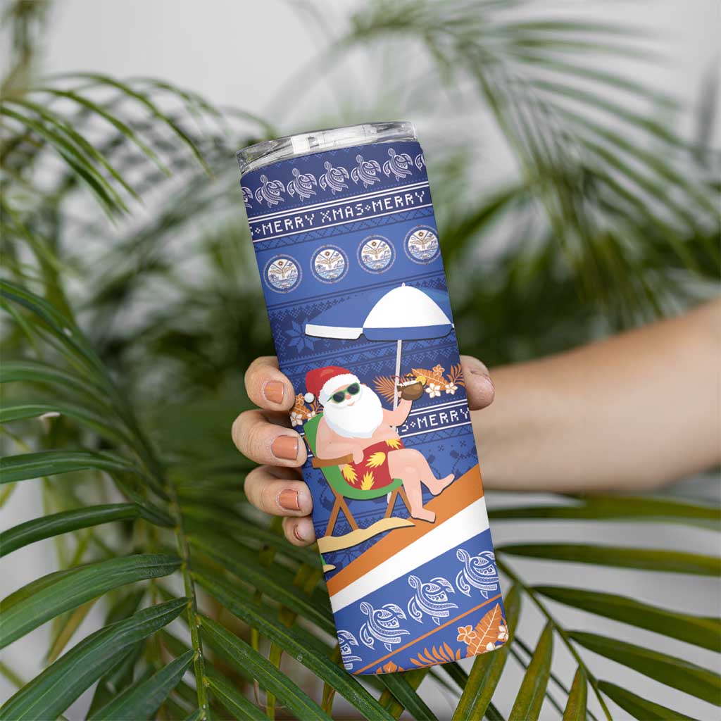 Marshall Islands Christmas Skinny Tumbler Beachy Santa Monono ilo raaneoan Nejin LT14 - Polynesian Pride
