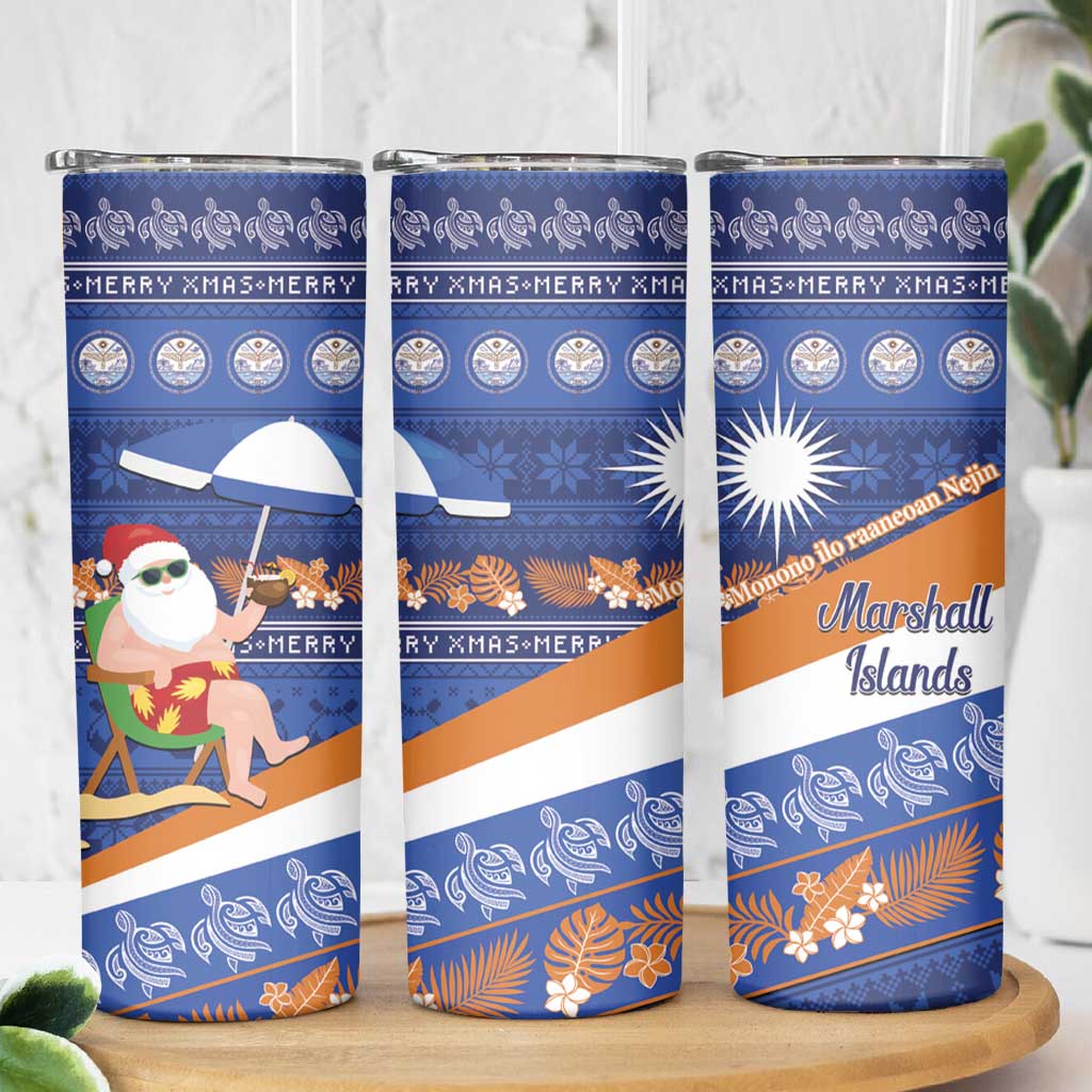 Marshall Islands Christmas Skinny Tumbler Beachy Santa Monono ilo raaneoan Nejin LT14 - Polynesian Pride