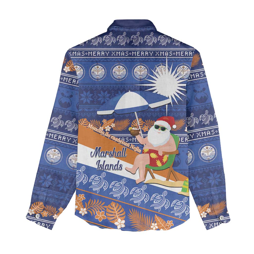 Marshall Islands Christmas Women Casual Shirt Beachy Santa Monono ilo raaneoan Nejin LT14 - Polynesian Pride