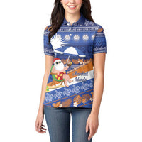 Marshall Islands Christmas Women Polo Shirt Beachy Santa Monono ilo raaneoan Nejin - Polynesian Pride