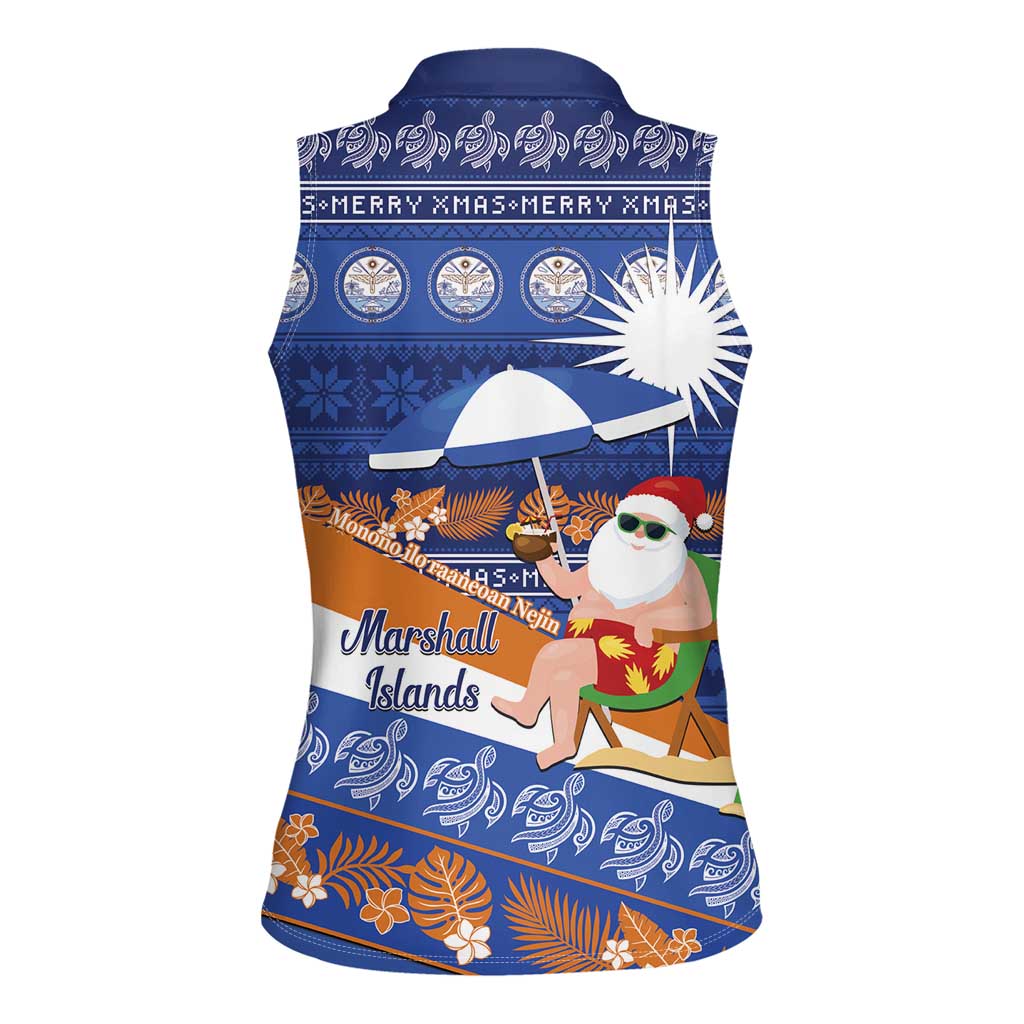 Marshall Islands Christmas Women Sleeveless Polo Shirt Beachy Santa Monono ilo raaneoan Nejin LT14 - Polynesian Pride