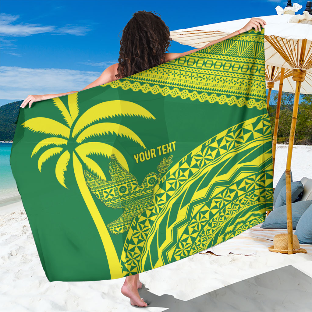 Tailevu Fiji 2026 Rugby Custom Sarong Dove Nation Fijian Tapa Pattern LT14 One Size 44 x 66 inches Green - Polynesian Pride