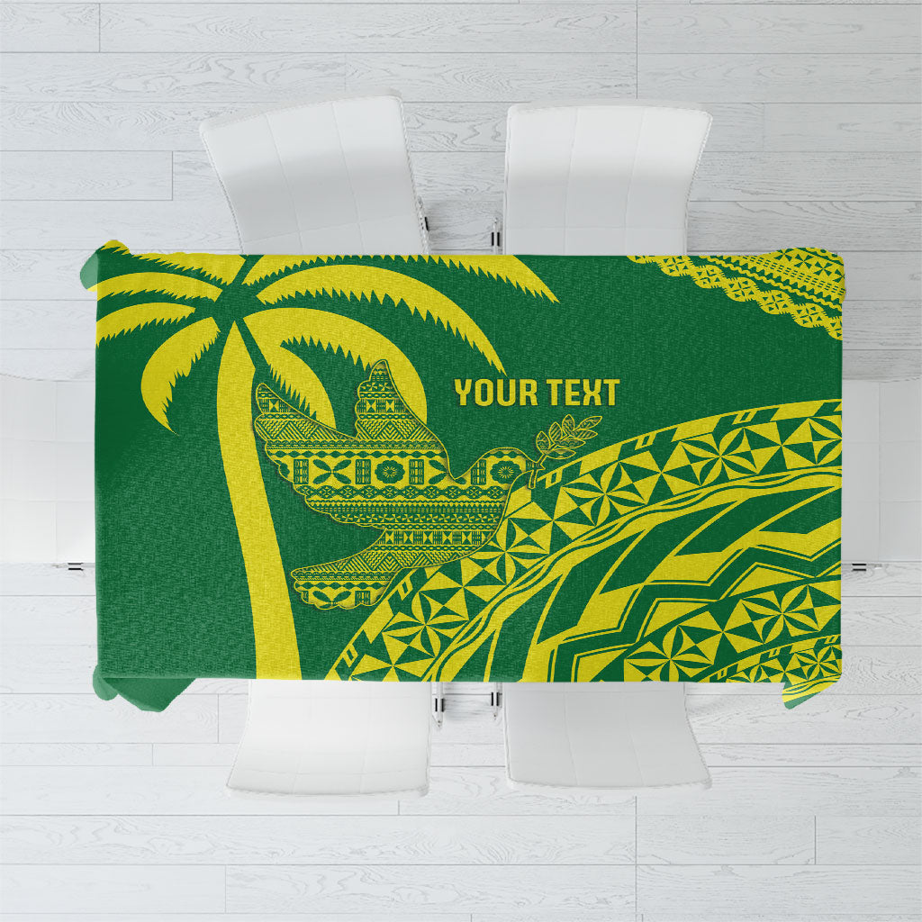 Tailevu Fiji 2026 Rugby Custom Tablecloth Dove Nation Fijian Tapa Pattern LT14 Green - Polynesian Pride