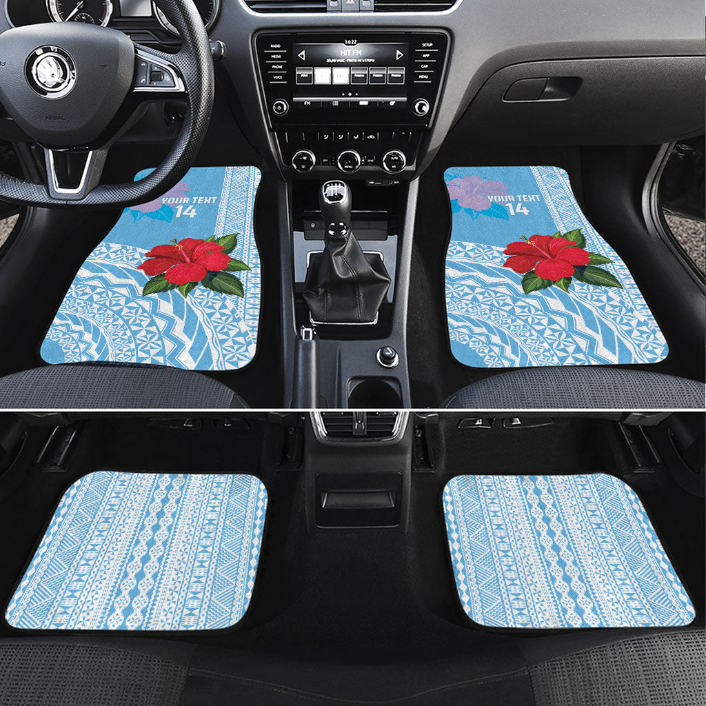 Suva Fiji 2026 Rugby Custom Car Mats Hibiscus Fijian Tapa Pattern LT14 Set 4pcs Blue - Polynesian Pride