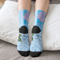 Suva Fiji 2026 Rugby Custom Crew Socks Hibiscus Fijian Tapa Pattern LT14 - Polynesian Pride