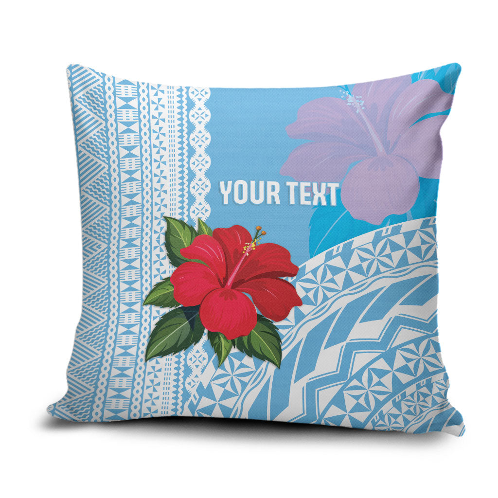 Suva Fiji 2026 Rugby Custom Pillow Cover Hibiscus Fijian Tapa Pattern LT14 Blue - Polynesian Pride
