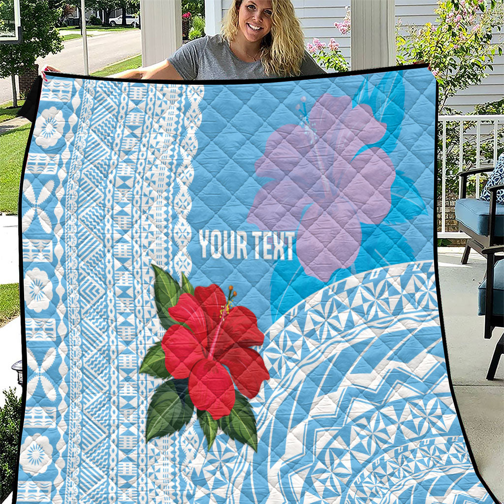 Suva Fiji 2026 Rugby Custom Quilt Hibiscus Fijian Tapa Pattern LT14 Blue - Polynesian Pride