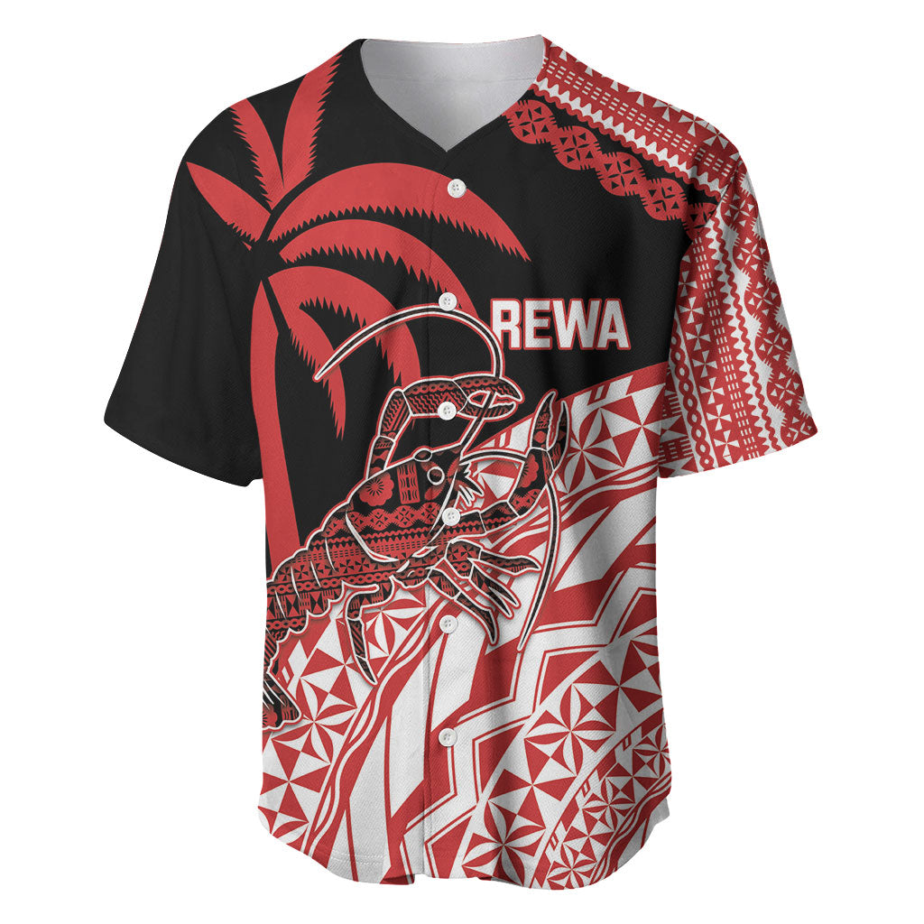 Rewa Fiji 2026 Rugby Custom Baseball Jersey Ura Prawn Fijian Tapa Pattern LT14 Red - Polynesian Pride