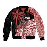 Rewa Fiji 2026 Rugby Custom Bomber Jacket Ura Prawn Fijian Tapa Pattern LT14 Unisex Red - Polynesian Pride