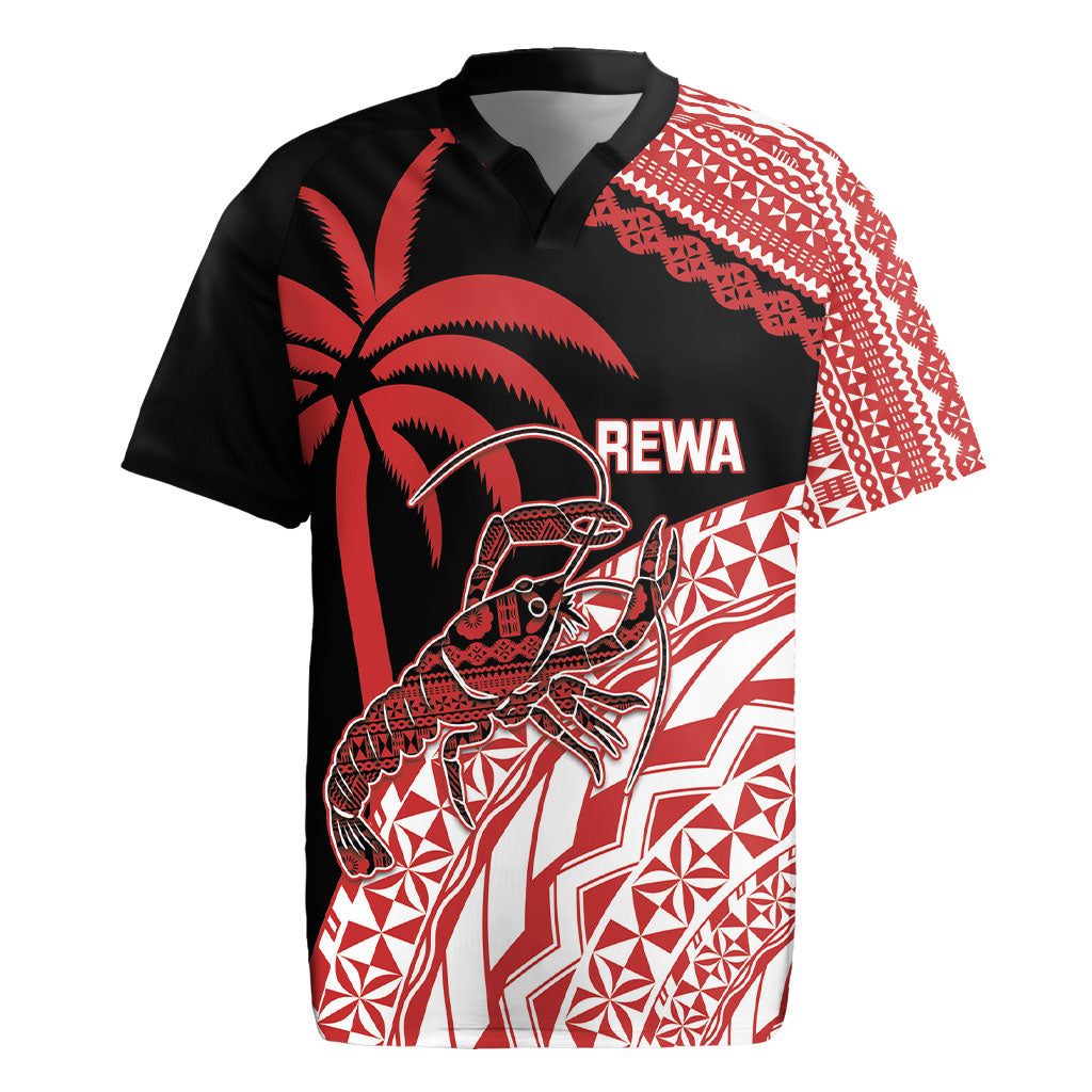 Rewa Fiji 2026 Rugby Custom Rugby Jersey Ura Prawn Fijian Tapa Pattern LT14 Red - Polynesian Pride