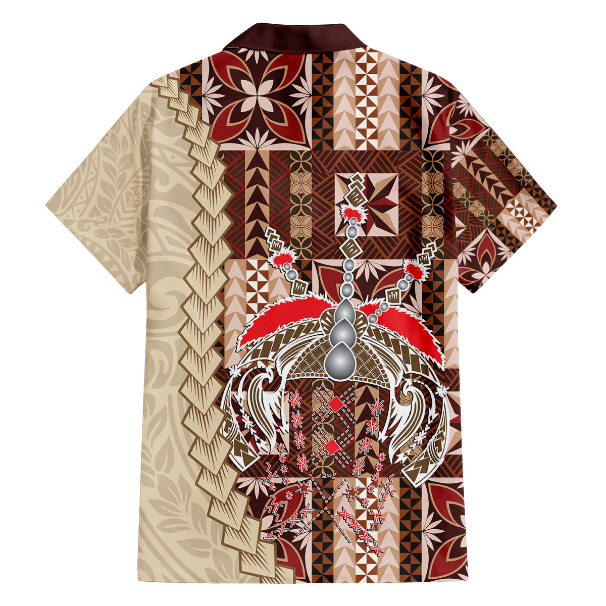 Samoa Tapau Family Matching Off Shoulder Maxi Dress and Hawaiian Shirt Samoan Siapo Pattern LT14 - Polynesian Pride