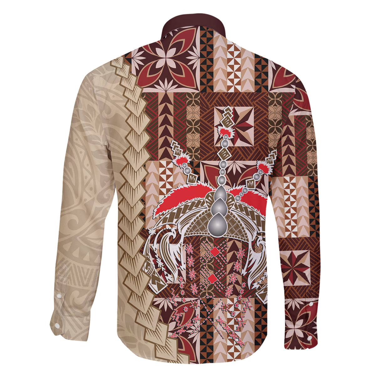 Samoa Tapau Family Matching Off Shoulder Maxi Dress and Hawaiian Shirt Samoan Siapo Pattern LT14 - Polynesian Pride