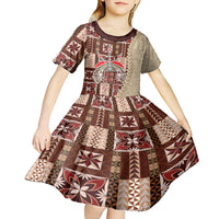 Samoa Tapau Kid Short Sleeve Dress Samoan Siapo Pattern LT14 - Polynesian Pride