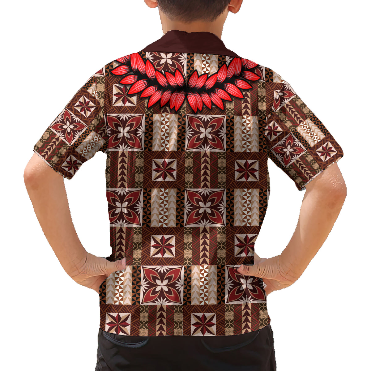 Samoa Siapo Kid Hawaiian Shirt Tapa Pattern Mix Ula Fala Hibiscus LT14 - Polynesian Pride