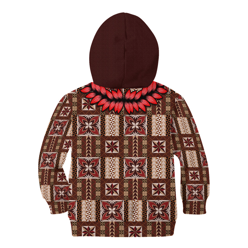 Samoa Siapo Kid Hoodie Tapa Pattern Mix Ula Fala Hibiscus LT14 - Polynesian Pride
