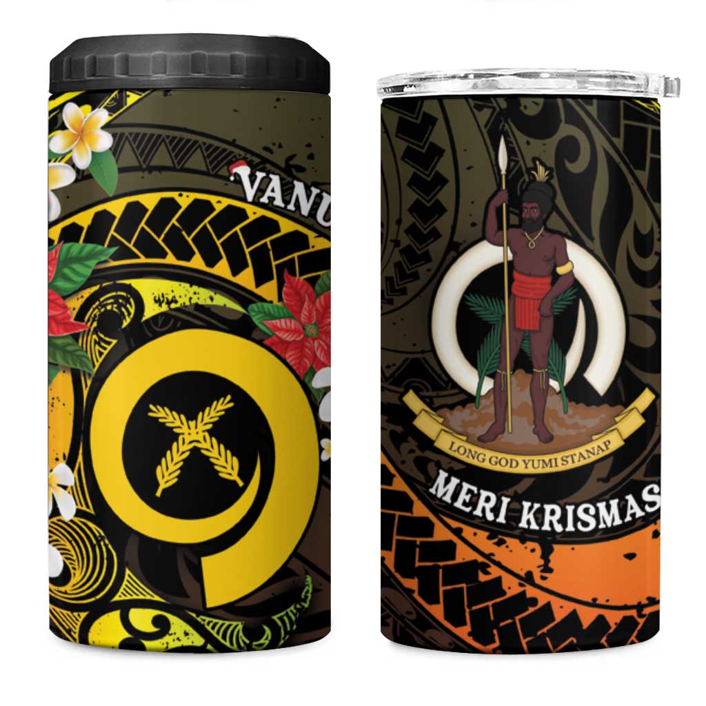 Vanuatu Christmas 4 in 1 Can Cooler Tumbler Vanuatuan Pig Tusk - Meri Krismas! LT14 One Size: 16 oz Black - Polynesian Pride