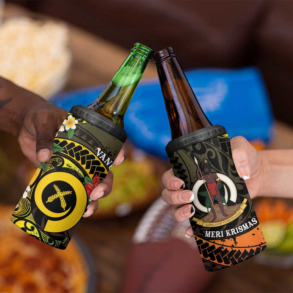 Vanuatu Christmas 4 in 1 Can Cooler Tumbler Vanuatuan Pig Tusk - Meri Krismas! LT14 - Polynesian Pride
