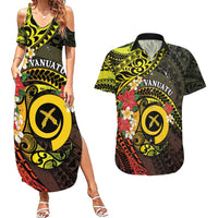 Vanuatu Christmas Couples Matching Summer Maxi Dress and Hawaiian Shirt Vanuatuan Pig Tusk - Meri Krismas! LT14 Black - Polynesian Pride