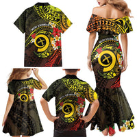 Vanuatu Christmas Family Matching Mermaid Dress and Hawaiian Shirt Vanuatuan Pig Tusk - Meri Krismas! LT14 - Polynesian Pride
