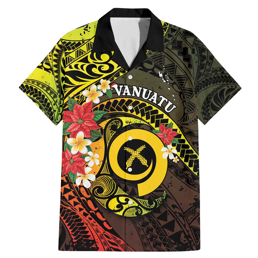 Vanuatu Christmas Family Matching Mermaid Dress and Hawaiian Shirt Vanuatuan Pig Tusk - Meri Krismas! LT14 Dad's Shirt - Short Sleeve Black - Polynesian Pride