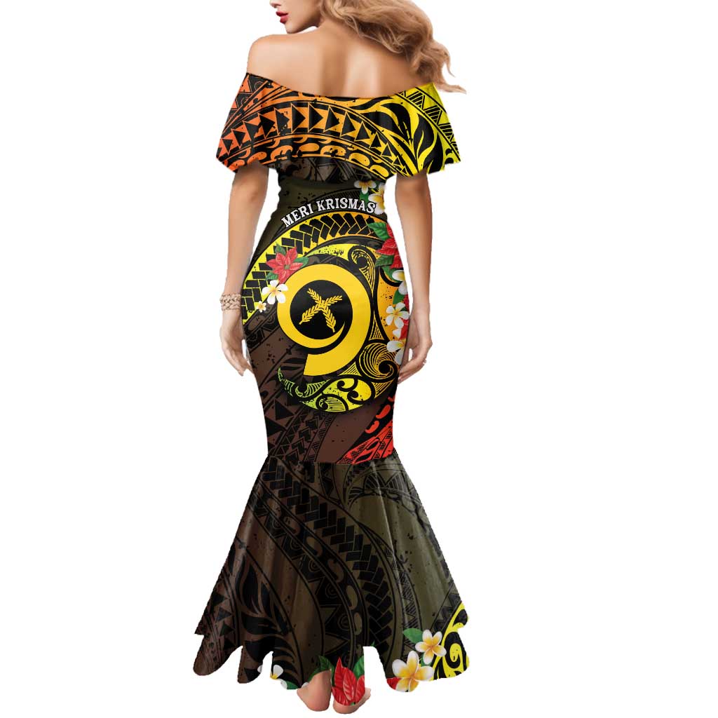Vanuatu Christmas Family Matching Mermaid Dress and Hawaiian Shirt Vanuatuan Pig Tusk - Meri Krismas! LT14 - Polynesian Pride