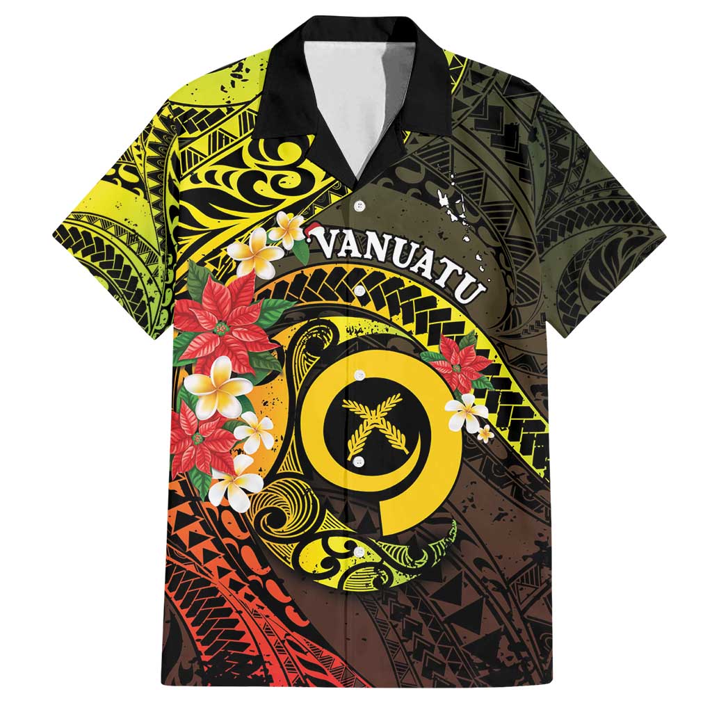 Vanuatu Christmas Family Matching Off Shoulder Maxi Dress and Hawaiian Shirt Vanuatuan Pig Tusk - Meri Krismas! LT14 Dad's Shirt - Short Sleeve Black - Polynesian Pride