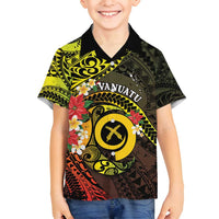 Vanuatu Christmas Family Matching Off Shoulder Short Dress and Hawaiian Shirt Vanuatuan Pig Tusk - Meri Krismas! LT14 Son's Shirt Black - Polynesian Pride