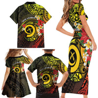 Vanuatu Christmas Family Matching Short Sleeve Bodycon Dress and Hawaiian Shirt Vanuatuan Pig Tusk - Meri Krismas! LT14 - Polynesian Pride