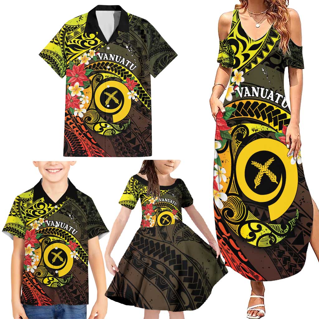 Vanuatu Christmas Family Matching Summer Maxi Dress and Hawaiian Shirt Vanuatuan Pig Tusk - Meri Krismas! LT14 - Polynesian Pride