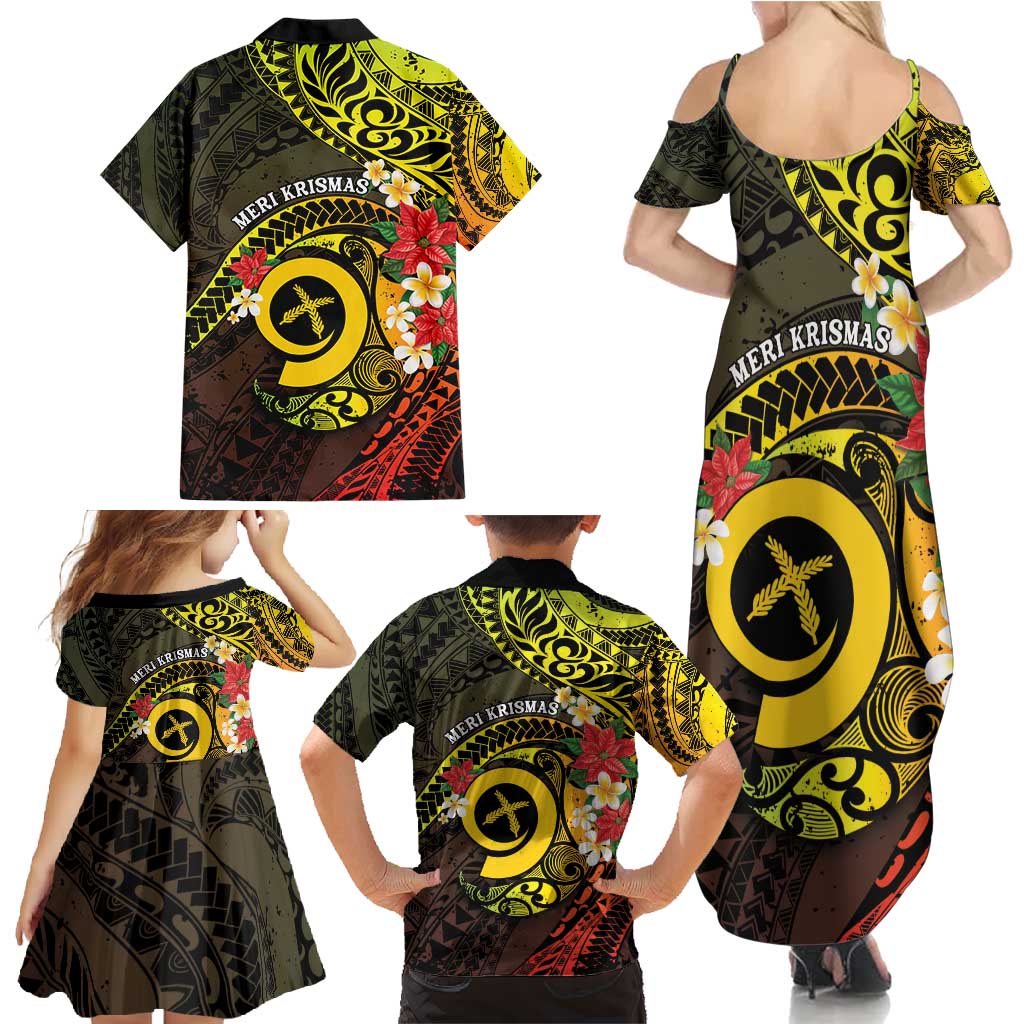 Vanuatu Christmas Family Matching Summer Maxi Dress and Hawaiian Shirt Vanuatuan Pig Tusk - Meri Krismas! LT14 - Polynesian Pride