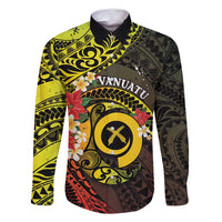 Vanuatu Christmas Family Matching Tank Maxi Dress and Hawaiian Shirt Vanuatuan Pig Tusk - Meri Krismas! LT14 Dad's Shirt - Long Sleeve Black - Polynesian Pride