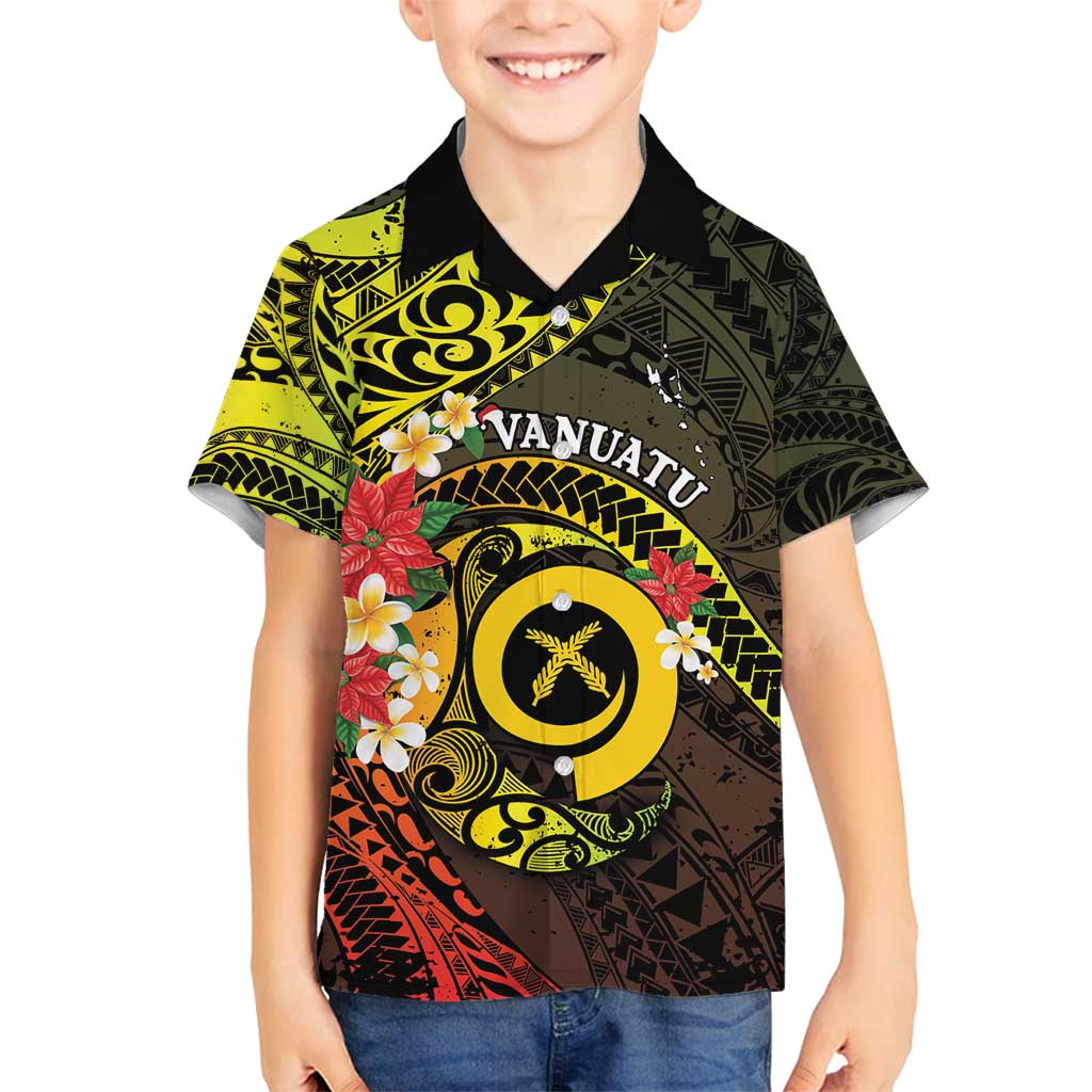 Vanuatu Christmas Family Matching Tank Maxi Dress and Hawaiian Shirt Vanuatuan Pig Tusk - Meri Krismas! LT14 Son's Shirt Black - Polynesian Pride