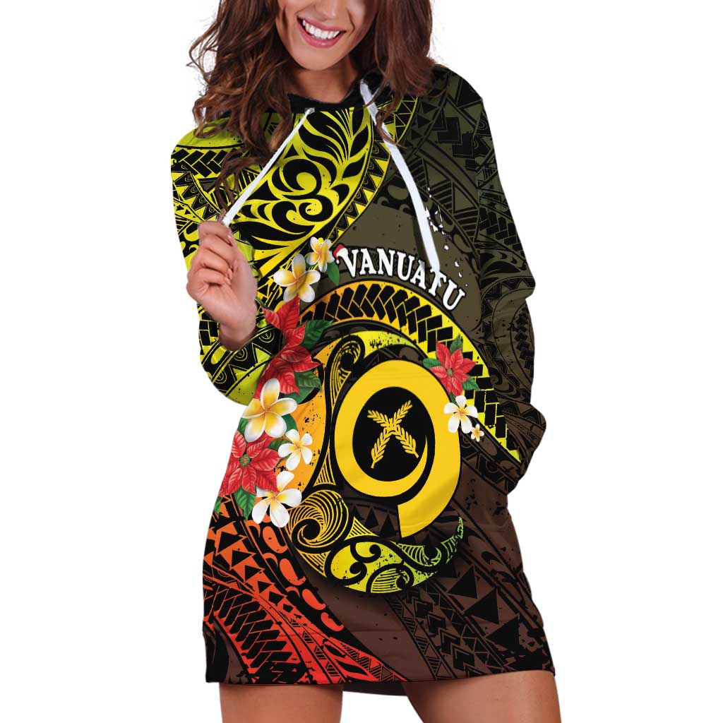 Vanuatu Christmas Hoodie Dress Vanuatuan Pig Tusk - Meri Krismas! LT14 Black - Polynesian Pride