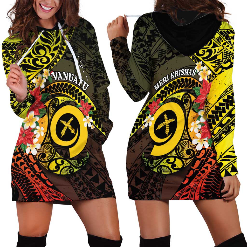Vanuatu Christmas Hoodie Dress Vanuatuan Pig Tusk - Meri Krismas! LT14 - Polynesian Pride