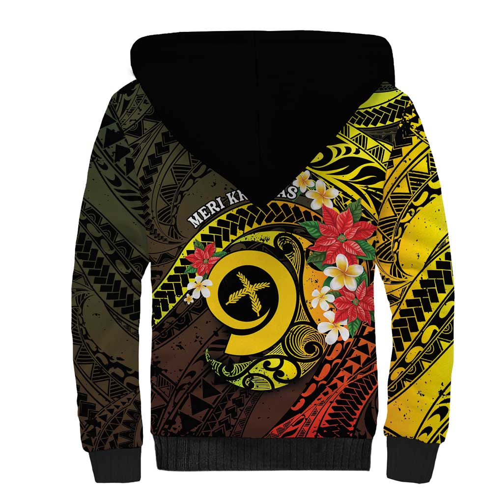 Vanuatu Christmas Sherpa Hoodie Vanuatuan Pig Tusk - Meri Krismas! LT14 - Polynesian Pride