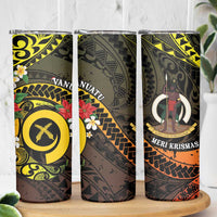 Vanuatu Christmas Skinny Tumbler Vanuatuan Pig Tusk - Meri Krismas! LT14 - Polynesian Pride
